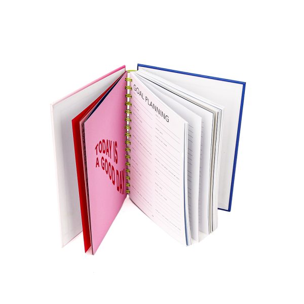 Custom spiral notebook printing pink A4 / A5 hard cover spiral notebook with double wire O ring - Imagen 7