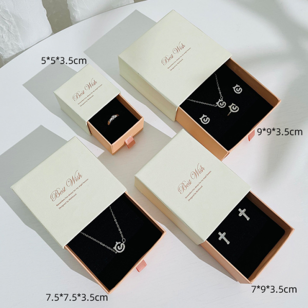 Drawer Earrings Necklace Packing Box Bracelet Ring Jewelry Pull-out Paper Box Pink White Jewelry Drawer Packing Box - Image 3