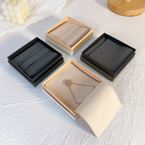 Custom Necklace Gift Packing Bag Box White Powder Black Ring Necklace Jewelry Flannelette  ﻿ - Image 5