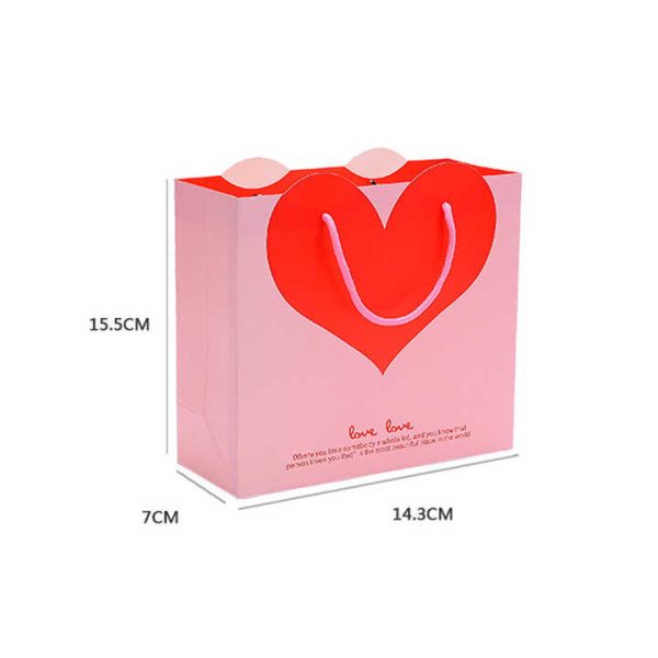 Hot Sale Red Heart Paper Bags Shaped White Cardboard Handle pink Shopping Bag Gift Packing for Small Business - Image 6