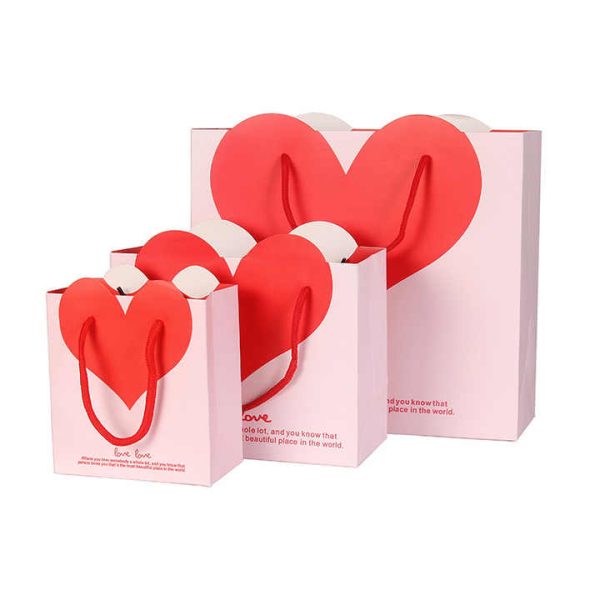 Hot Sale Red Heart Paper Bags
