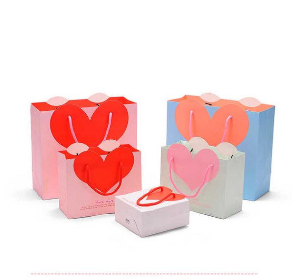 Hot Sale Red Heart Paper Bags Shaped White Cardboard Handle pink Shopping Bag Gift Packing for Small Business - Image 5