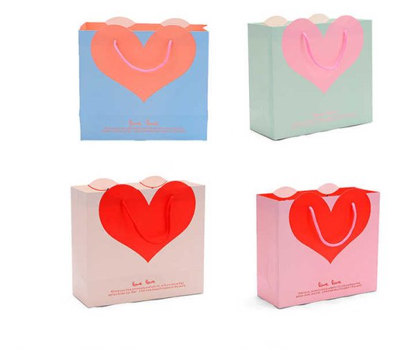 Hot Sale Red Heart Paper Bags Shaped White Cardboard Handle pink Shopping Bag Gift Packing for Small Business - Image 4