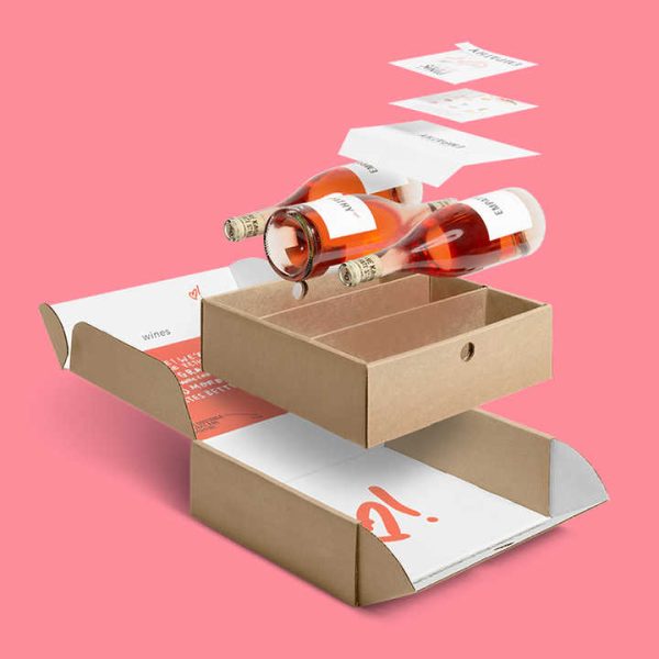 Recyclable Custom Wine Packing boxes Shipping Boxes Bottle Insert Kraft Paper Mailer  Beer VODKA for Gift Packaging Box ﻿ - Image 4